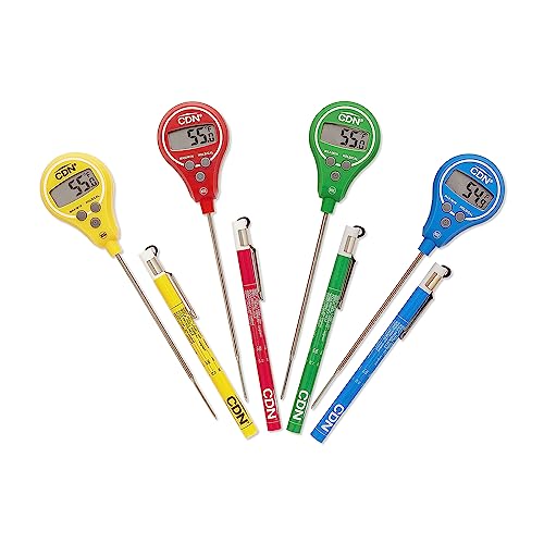 CDN Digital Lollipop Thermometer - Thermistor Thermometer with 4 Second Response Time, 4.3" Stem, Red - Grill Parts America