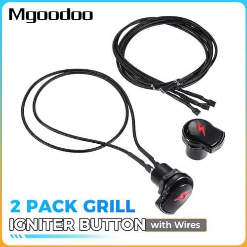 Mgoodoo Electronic Ignition Button Switch Kit, Grill Replacement Igniter Push Button Module Grill Igniter Button with Wires Fits for Surefire Ignition Systems, 2 Pack - Grill Parts America