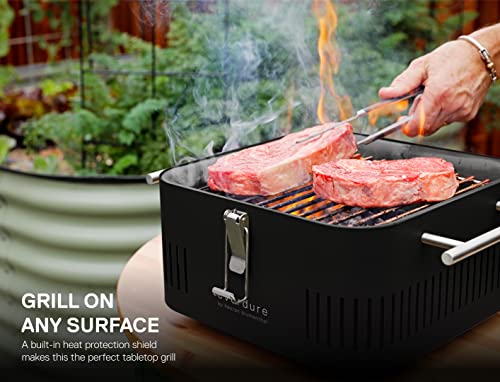 Everdure Cube Portable Charcoal Grill, Tabletop BBQ, Orange - Grill Parts America