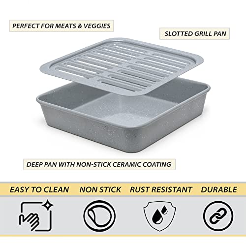 EaZy MealZ Crisping Basket & Tray Set | Air Fry Crisper Basket | Tray & Grease Catcher | Even Cooking | Non-Stick | Healthy Cooking - Kitchen Parts America