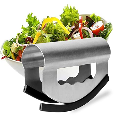 Salad Chopper with Protective Cover - Double Blade Salad Cutter, Stainless Steel Mezzaluna Chopper Knife for Lettuce, Salad and Vegetable Mincing - Kitchen Parts America