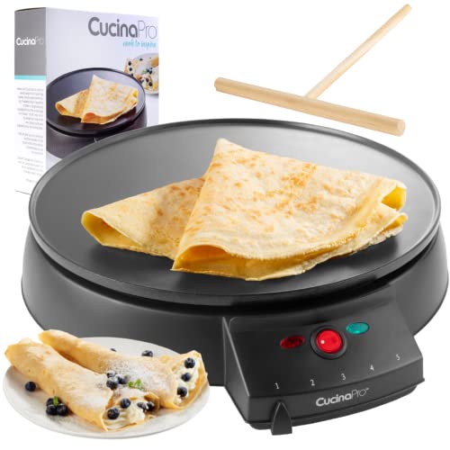12" Griddle & Crepe Maker, Non-Stick Electric Crepe Pan with Batter Spreader - Kitchen Parts America