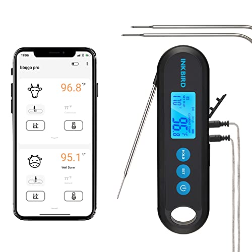 INKBIRD Hybrid Thermometer Between a Remote Bluetooth BBQ Meat Thermometer with 2 Probes and an Instant-Read Thermometer,Rechargeable Grill Thermometer with Temperature Alarms and Graph, Calibration - Grill Parts America