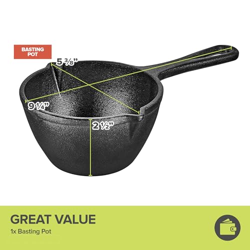 Modern Innovations Cast Iron Melting Pot, Cast Iron Basting Pot for Grill Cooking, Cast Iron Saucepan, Simmer Sauce and Butter, Small Cast Iron Pot, Mini Cast Iron Bowl for Sauces - Grill Parts America