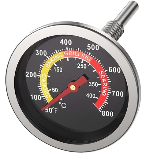 Grill Temperature Gauge, 2.36", Grill Thermometer for Various Types of Grills, Durable & High-Temperature Resistant, BBQ Thermometer with 4 Visible Colored Zones (Silver) - Grill Parts America