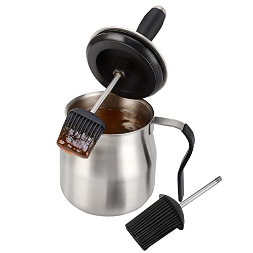 WEQUALITY 32oz Basting Pot with 2 Replaceable Basting Brush Set - Grill Parts America