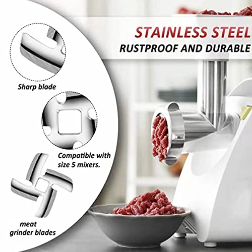 YYKITCHEN Meat Grinder Blade Parts Food Chopper and Stand Mixers Stainless Steel Accessories Replacement Center Hole 8.3mm Compatible for 5# Meat Grinder (Silver 2piece) - Kitchen Parts America