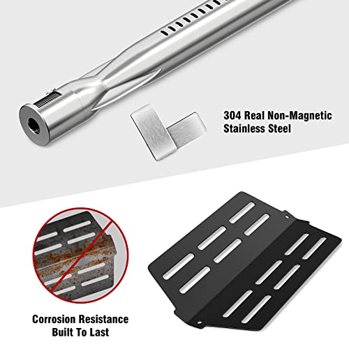 Coisien 62752 19.5 inch Grill Burner and 7622 Heat Deflector Fits Weber Genesis 300 Series, 304 Stainless Steel Grill and Porcelain Steel Heat Plates Replacement Parts for Genesis E- 310 S-310 E-320 S-320 E-330 S-330 EP-310 EP-320 EP-330 CEP-310 CEP-320 C - Grill Parts America