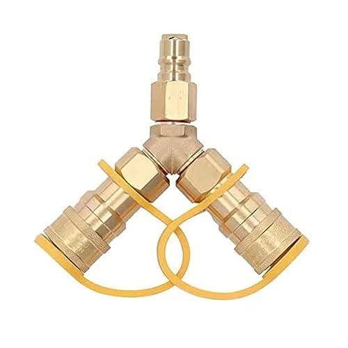 Natural Gas Y Splitter, 1/2 Inch Brass Propane Splitter 2 Way, Quick Connect Adapter for Natural Gas, Conversion Kit for Natural Gas Grills, Patio Heater, Pizza Oven - Grill Parts America