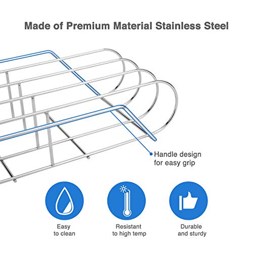 Extra Long Stainless Steel Rib Rack for Smoking and Grilling, Holds up to 3 Full Racks of Ribs, Fits 18” or Larger Gas Smoker or Charcoal Grill, Perfect Smoker Accessories Gifts for Men - Grill Parts America