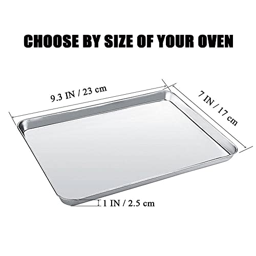 WEZVIX Baking Sheet Stainless Steel Baking Tray Cookie Sheet Oven Pan Rectangle Size 9 x 7 x 1 inch, Non Toxic & Healthy, Rust Free & Less Stick, Thick & Sturdy, Easy Clean & Dishwasher Safe - Kitchen Parts America
