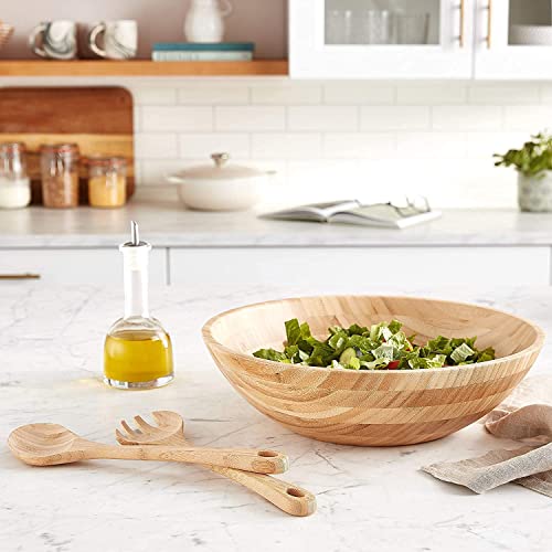 Lipper International Bamboo Wood Salad Bowls with Server Utensils, 7-Piece Set - Grill Parts America