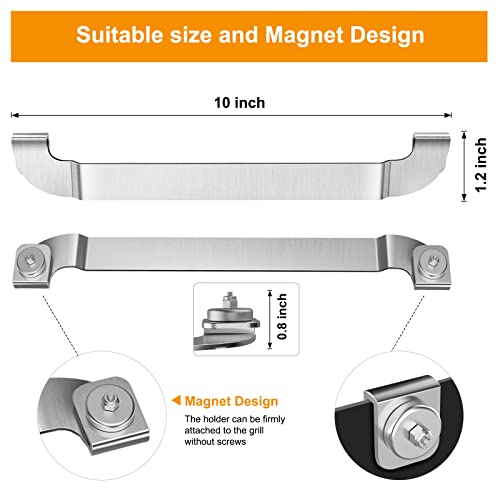 10 Inch Griddle Spatula Holder Magnetic Design, Stainless Steel Grill Barbecue Tool Rack, Griddle Accessories for Blackstone Flat Top Griddle and Other Grill Griddles (2 Pcs) - Grill Parts America