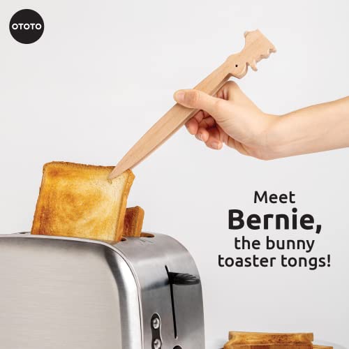 OTOTO Bernie Bunny Toaster Tongs - Rabbit Toast Tongs, Wooden Tongs for Toaster, Wooden Toaster Tongs - Multipurpose Mini Tongs for Appetizers, Wood Utensils & Cute Kitchen Gadgets - Grill Parts America