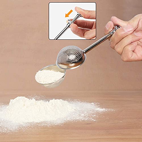 HULISEN Flour Duster for Baking, One-Handed Operation, 304 Stainless Steel Powdered Sugar Shaker Duster, Pick Up and Dust Flour Sifter, Gift Package - Grill Parts America