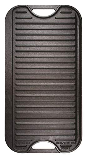 Lodge LPGI3 Cast Iron Reversible Grill/Griddle, 20-inch x 10.44-inch, Black - Grill Parts America