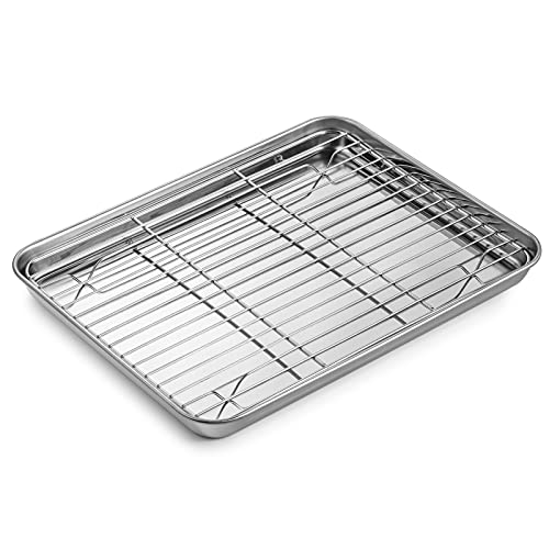 12.5 Inch Toaster Oven Pan with Rack, Stainless Steel Baking Pan Toaster  Oven T