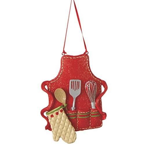 Midwest-CBK Cute Christmas Holiday Pastry Chef Bakers Apron Ornament , Red, Medium, 3.5" x 3" - Grill Parts America