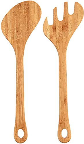 Lipper International Bamboo Wood Salad Bowls with Server Utensils, 7-Piece Set - Grill Parts America