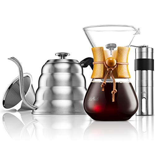 MITBAK Pour Over Coffee Maker Set | Kit Includes 40 OZ Gooseneck Kettle with Thermometer, Coffee Mill Grinder & 20 OZ Coffee Dripper Brewer | Great Replacement for Coffee Machines - Kitchen Parts America