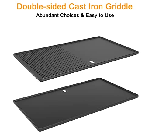 19.4 Inch Cast Iron Griddle Cooking Replacement Parts for Traeger 34 series pellet smoker grill and Pit Boss 780,800,820,1000 And 1000 XL series & 1100 Pro series & Austin XL pellet smoker grill - Grill Parts America