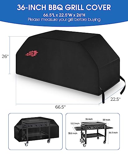 Griddle Cover for Blackstone Griddle, Epicmelody 36-inch 600D Heavy Duty Grill Cover for Outdoor Grill, Flat Top Grill Cover with Straps, Waterproof Grill Cover for Camp Chef and More 4-Burner Griddle - Grill Parts America