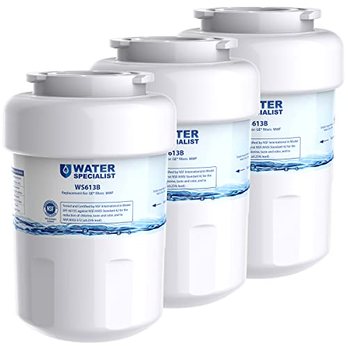 Waterspecialist MWF Refrigerator Water Filter Replacement for GE® MWF, SmartWater® MWFP, MWFA, GWF, HDX FMG-1, WFC1201, GSE25GSHECSS, PC75009, RWF1060, Kenmore® 9991, 3 Filters - Grill Parts America