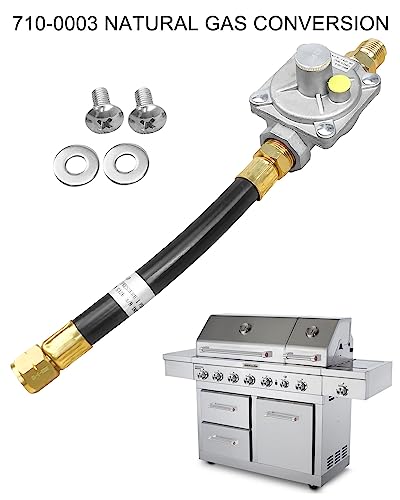 Barbecue Natural Gas Conversion Kit Regulator Fit for Kitchen-Aid 710-0003 720-0709 720-0709B for Gas Grill Conversion Replace 3030 CNG 4.0" & LP 10" with Hose 1/2" Male Flare Fitting - Grill Parts America