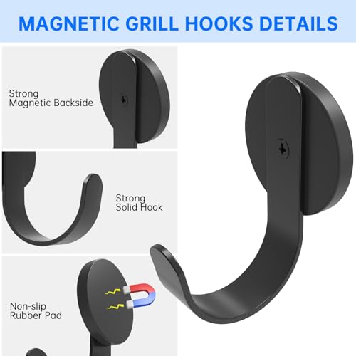 IRONDIY 3 Pack Magnetic Grill Hooks,Outdoor Magnet Hooks for Grills,Grills Magnetic Hooks for Kitchen,Grill Accessories for Hanging Barbecue Tools,Kitchen,Refrigerator - Grill Parts America