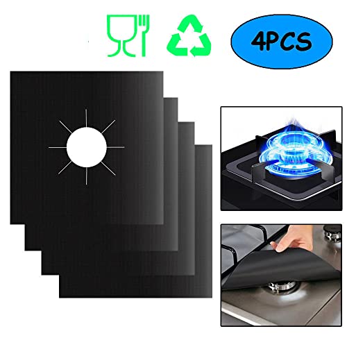 4PCS CoalgasStove Protector Coalgasstove Mat Coalgasstove Mat Anti Oil Mat Cleaning Thicken Mat （10.6 * 10.6 inch） Grill Mat Non Stick Large (Black, One Size) - Grill Parts America