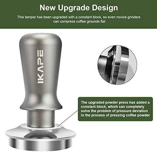IKAPE 53mm Espresso Tamper, Premium Barista Coffee Tamper with Calibrated Spring Loaded, 100% Flat Stainless Steel Base Tamper Fits for Breville Series 54mm Portafilter Basket - Kitchen Parts America