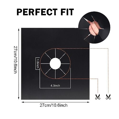 4PCS CoalgasStove Protector Coalgasstove Mat Coalgasstove Mat Anti Oil Mat Cleaning Thicken Mat （10.6 * 10.6 inch） Grill Mat Non Stick Large (Black, One Size) - Grill Parts America