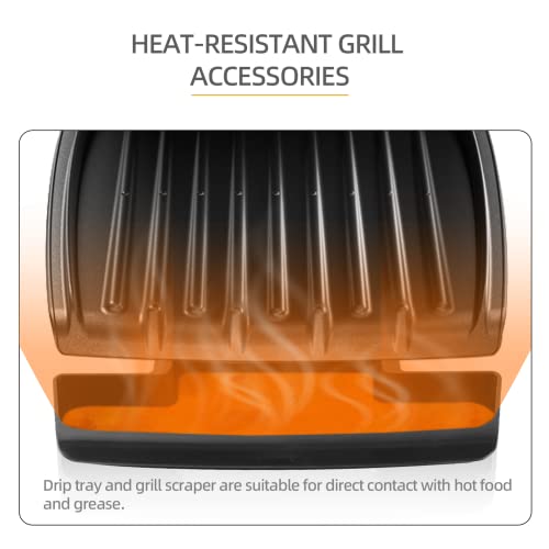 (2-Pack) Replacement Drip Tray Pans for 4-Serving Classic Plate Grill and Panini Press - Replaces Part Number GR340-01 - Includes 1 Multipurpose Grill Scraper - Dishwasher-Safe - Grill Parts America