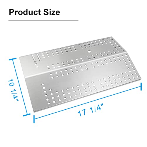 Zemibi Heat Plate Replacement for Brinkmann 810-8750-S, 810-8755-F, Charmglow 810-8750-F, 810-8750-S, 810-8752-S Gas Grill Models, Stainless Steel Burner Cover Flame Tamer, 17 1/4" x 10 1/4" - Grill Parts America