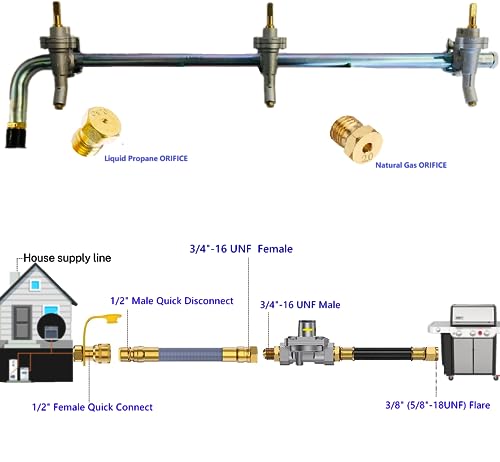 MCAMPAS Natural Gas/Propane Grill Conversion Kits, Natural Gas & Propane Gas Interchange Pressure Regulators Valve with Orifice Nozzle Fit for Weber Genesis or Genesis II - Grill Parts America