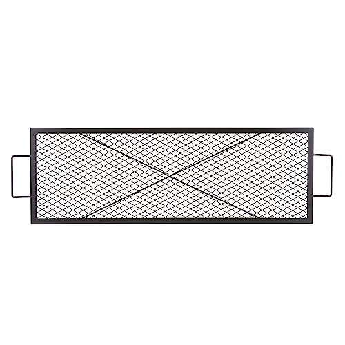VEVOR X-Marks Fire Pit Grill Grate, Rectangle Cooking Grate, Heavy Duty Steel Campfire BBQ Grill Grid with Handle & Support X Wire, Portable Camping Cookware for Outside Party Gathering, 32 Inch Black - Grill Parts America