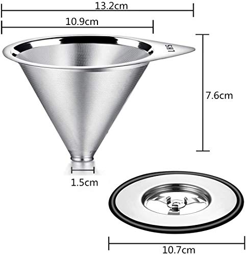 Pour Over Coffee Dripper Stainless Steel LHS Slow Drip Coffee Filter Metal Cone - Kitchen Parts America