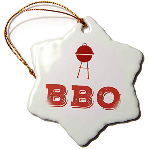 3dRose BBQ, Picture of a red Grill with red Lettering - Ornaments (orn-256505-1) - Grill Parts America