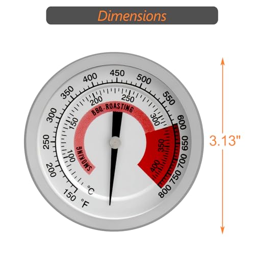 BQMAX 3 1/8" Grill Thermometer Replacement Parts for Kitchenaid 720-0733A, 720-0745, 720-0745B, 720-0787D, 720-0819, 720-0826, Grill Heat Indicator Temp Gauge for Nexgrill 720-0745 - Grill Parts America