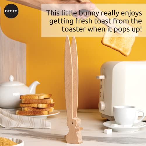 OTOTO Bernie Bunny Toaster Tongs - Rabbit Toast Tongs, Wooden Tongs for Toaster, Wooden Toaster Tongs - Multipurpose Mini Tongs for Appetizers, Wood Utensils & Cute Kitchen Gadgets - Grill Parts America