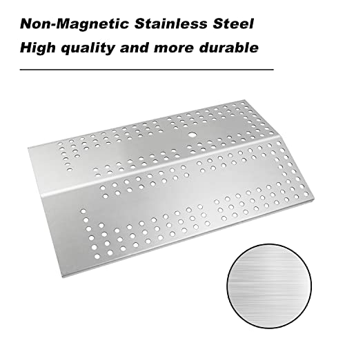 Zemibi Heat Plate Replacement for Brinkmann 810-8750-S, 810-8755-F, Charmglow 810-8750-F, 810-8750-S, 810-8752-S Gas Grill Models, Stainless Steel Burner Cover Flame Tamer, 17 1/4" x 10 1/4" - Grill Parts America