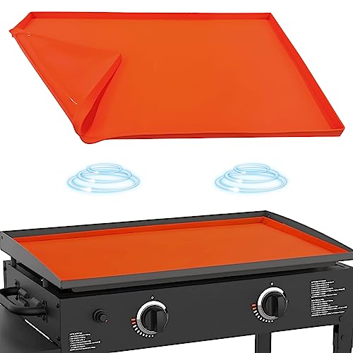 Silicone Griddle Mat for Blackstone 28 Inch, Polished Bottom Surface Grill Cover for Blackstone Protector Outdoor, Heavy Duty Food Grade Silicone Mat, All Season Cooking Protective Cover (Orange) - Grill Parts America