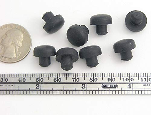 Pkg of 8 - Black SBR Rubber Push-in Bumper - Bumper Diameter - 1/2", Bumper Height - 7/32", Fits Panel Hole Diam 1/4" - Kitchen Parts America