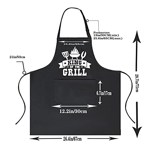 Funny Grilling Aprons with Pockets, King of the Grill, Adjustable Chef Bib Apron - Grill Parts America