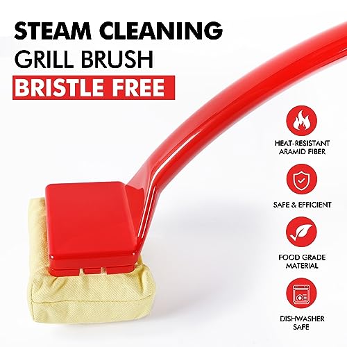 PROKITCHEN Safe Grill Brush Bristle Free BBQ Brush for Grill Cleaning, Grill Brush for Outdoor Grill, Steam Grill Cleaner Brush with Replaceable Cleaning Head for Stainless-Steel Grates or Cast Iron - Grill Parts America