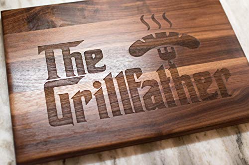 Gifts For Dad - Gift For Men - USA Made Wood Cutting Board - The Grillfather Cutting Board, perfect gift for Dad, Stepfather gift, and grandfather gift. Handmade USA Cutting Board - Grill Parts America