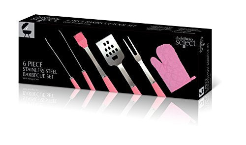 Chef Basics Pink 5 Piece BBQ Tool Set And Soft Case by KOVOT - Grill Parts America