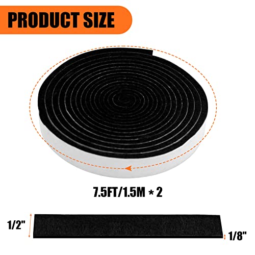 Smoker Gasket Seals, 1/2" x 1/8" 15 ft High Temp Grill Gasket Replacement Self Stick Felt, High Heat BBQ Gasket Tape for Smokers BBQ Lid Black by Nonley - Grill Parts America