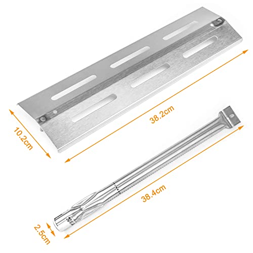 Hisencn Grill Replacement Kit Compatible with Kenmore Sears P01705009E, P01708034E, P02008010A, P02008029A, Grill Chef PAT502, PAT-502 Gas Grill Models, Stainless Steel Burner, Heat Plate Shields - Grill Parts America