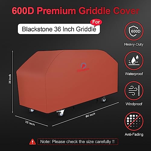 Comnova Griddle Cover for Blackstone Griddle 36 Inch - 600D Flat Top Grill Cover for Blackstone 4 Burner Griddle Heavy Duty & Waterproof, Outdoor 36" Griddle Cover for Blackstone 1554, 1825 and More - Grill Parts America